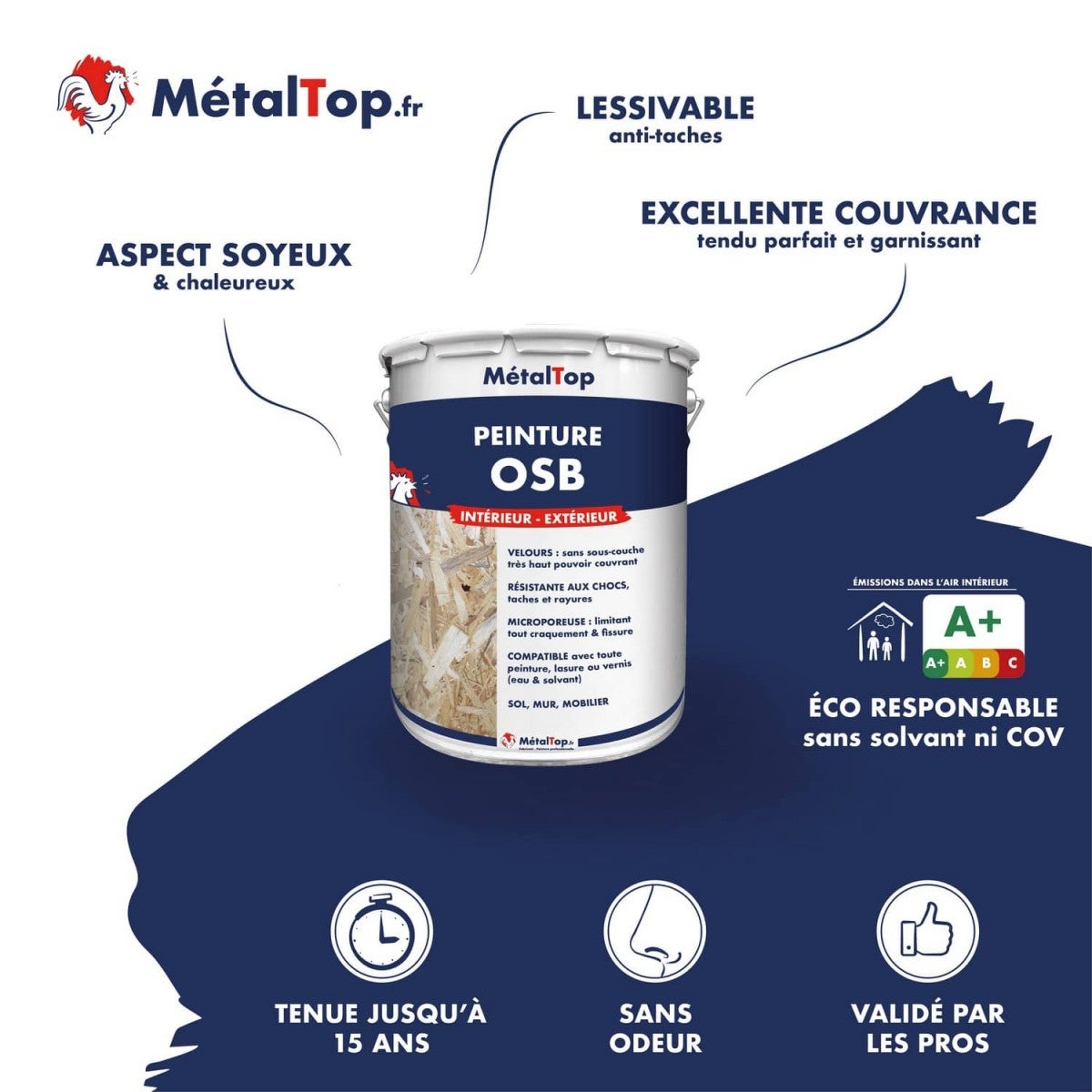Peinture Osb - Metaltop - Noir foncé - RAL 9005 - Pot 5L - 4