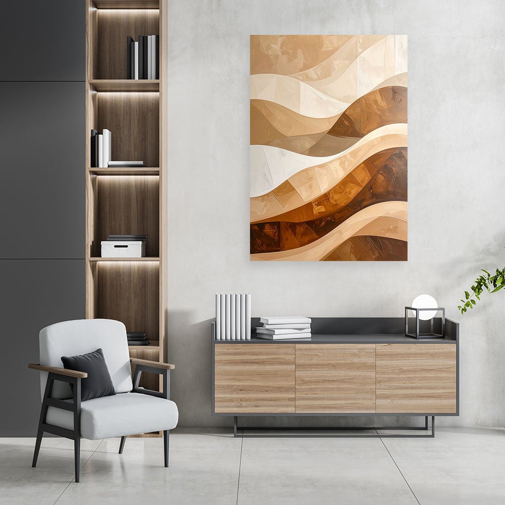 Obraz do salonu sypialni kuchni, Beżowe Fale Kształty Abstrakcja 80x120