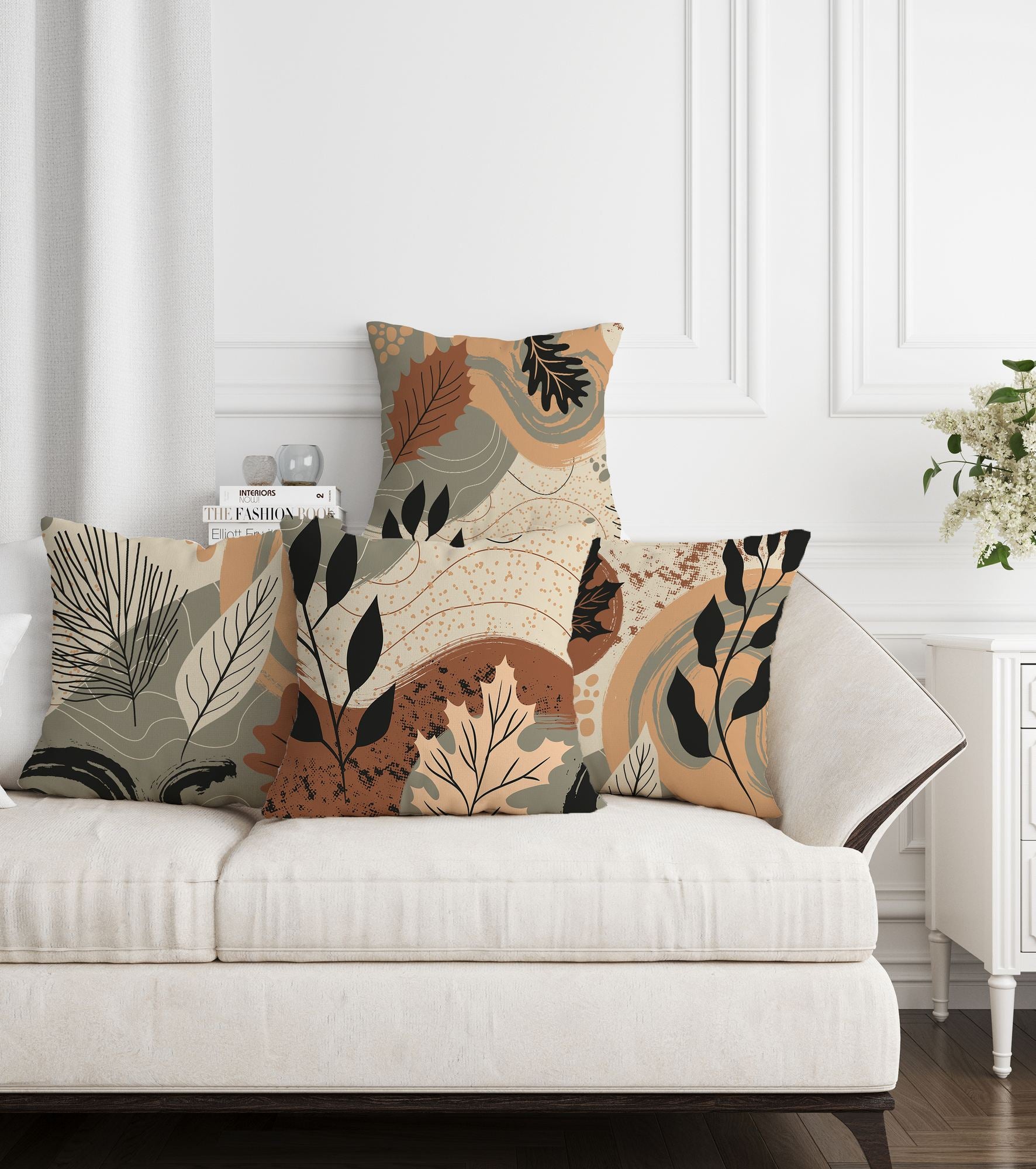 Housse De Coussin Décorative Saisonnière Avec Herbes Anciennes Et Fleurs Sauvages - 30 X 50 Cm