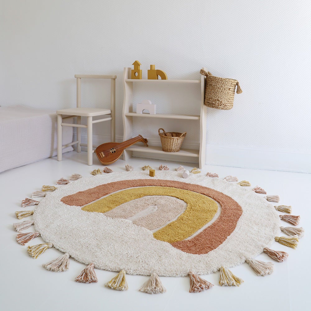 Tapis enfant coton lavable arc en ciel avec pompons RAINBOW TOFFEE - 6