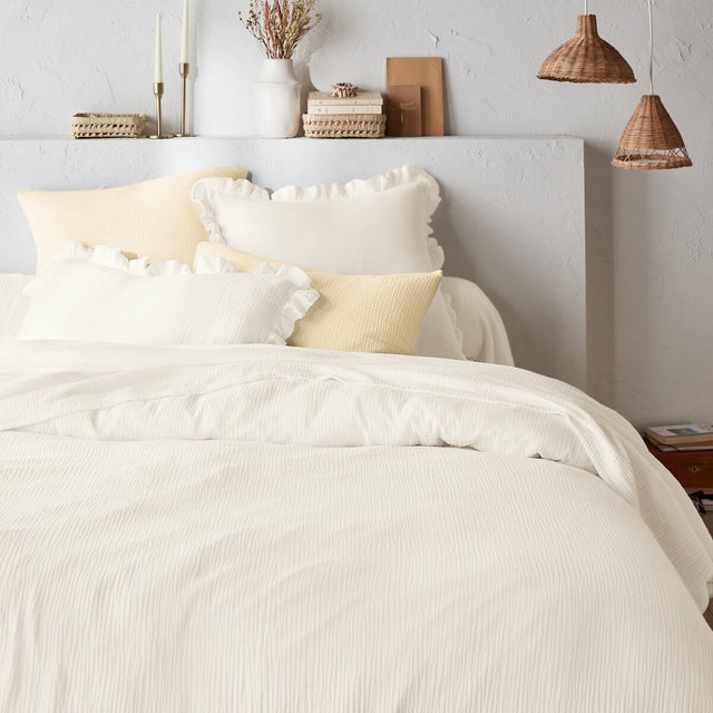Housse de couette unie en gaze de coton, Kumla - Ecru - 240 x 220 cm