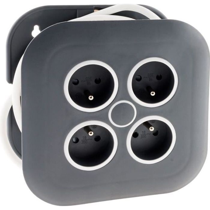 Mini Enrouleur Design 3 Prises 2P+T - 7m Rose - Zenitech