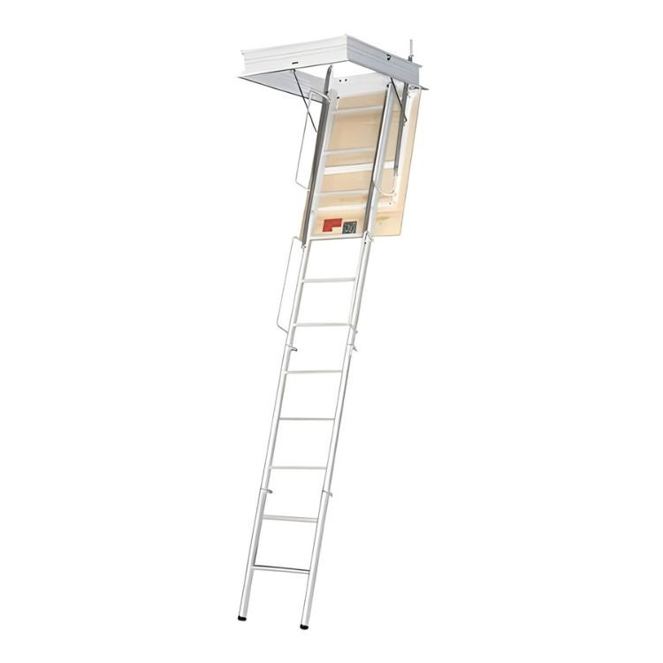 Składana stalowa drabina wysuwana w czterech częściach Stopień Bok 50 cm | Wymiary 50X90 cm | Wysokość 300 cm