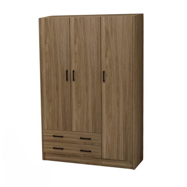 Iperbriko  Armario 3 Puertas Y 2 Cajones En Nogal Natural 135X52x210 , Leroy Merlin