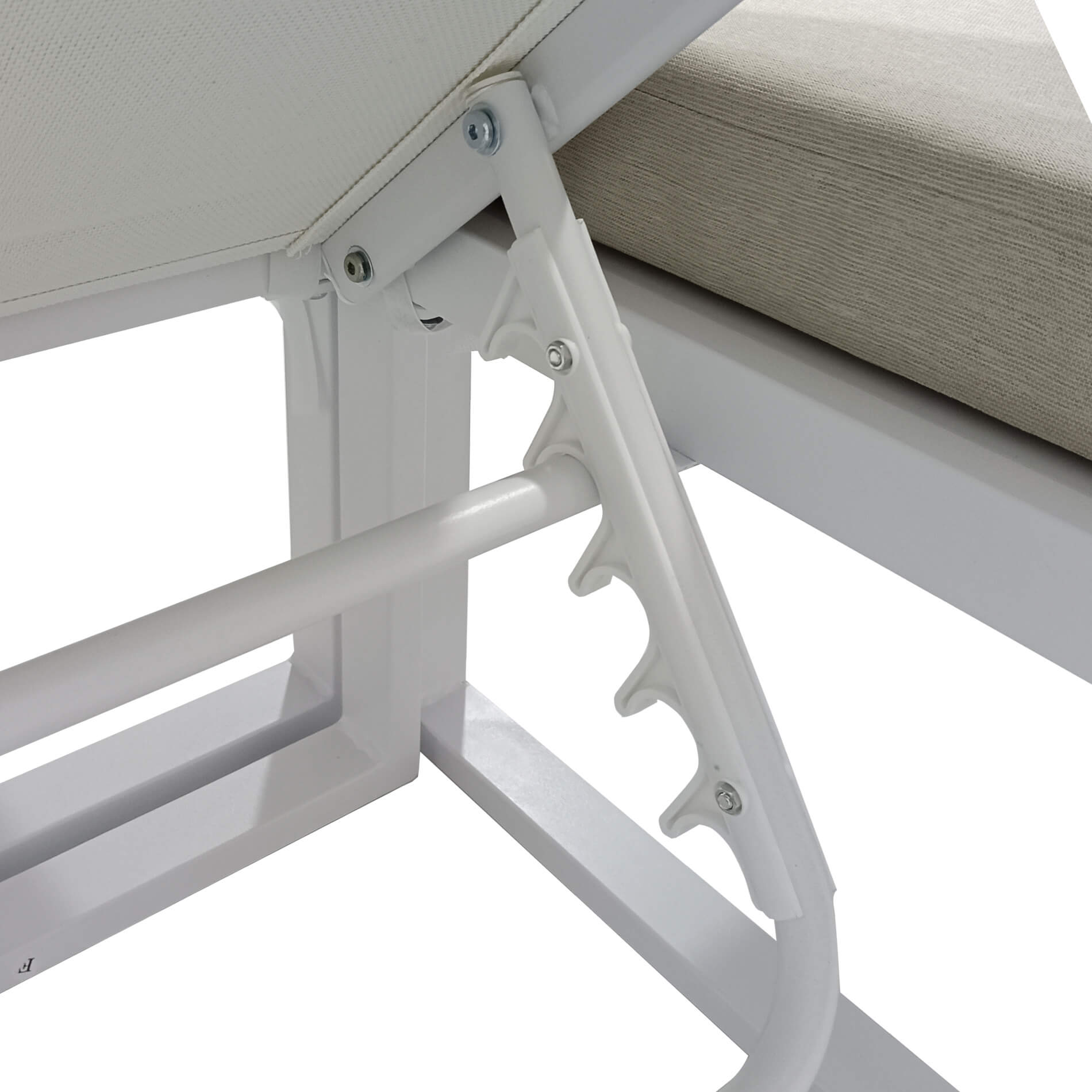 Salon de jardin Rebecca Mobili Toog 65x134,5x61 Aluminium Polywood Blanc Marron Moderne Ensemble 2 pièces - 5