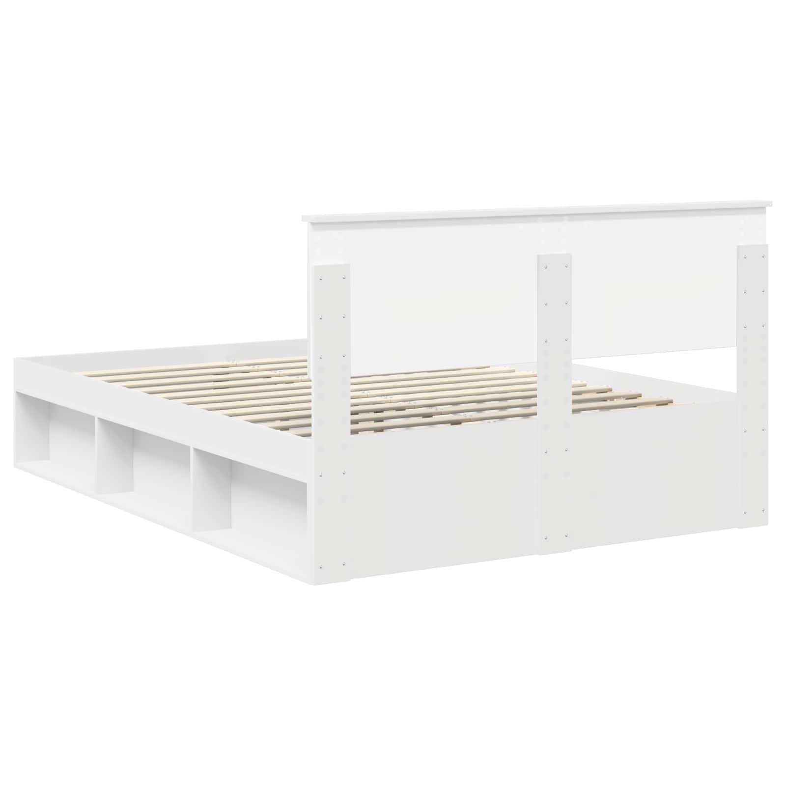 Cadre de lit blanc 140 x 190 cm panneau de bois - 9