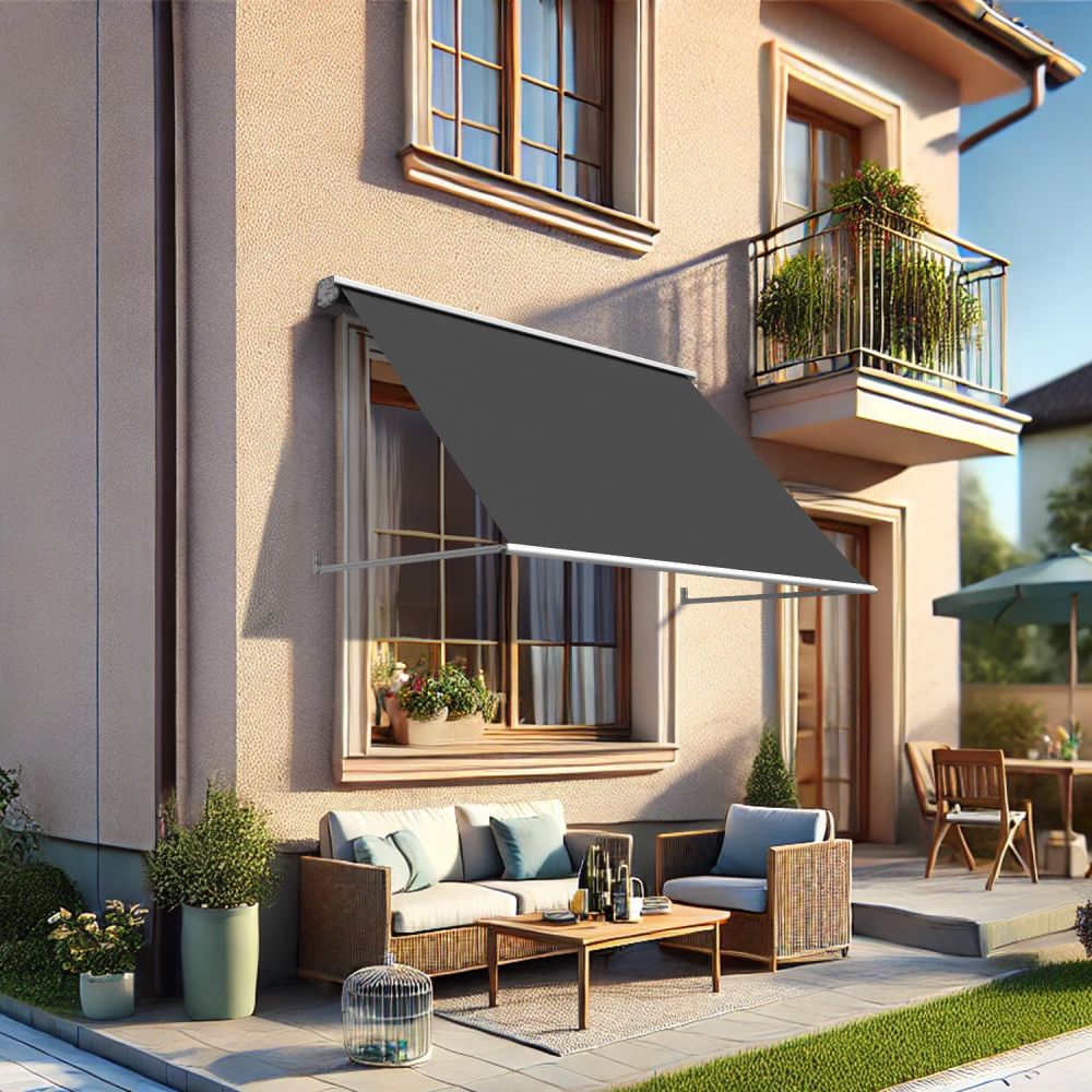 Venise - toldo de ventana (gris antracito - blanco - 1.50m x 0.80m)