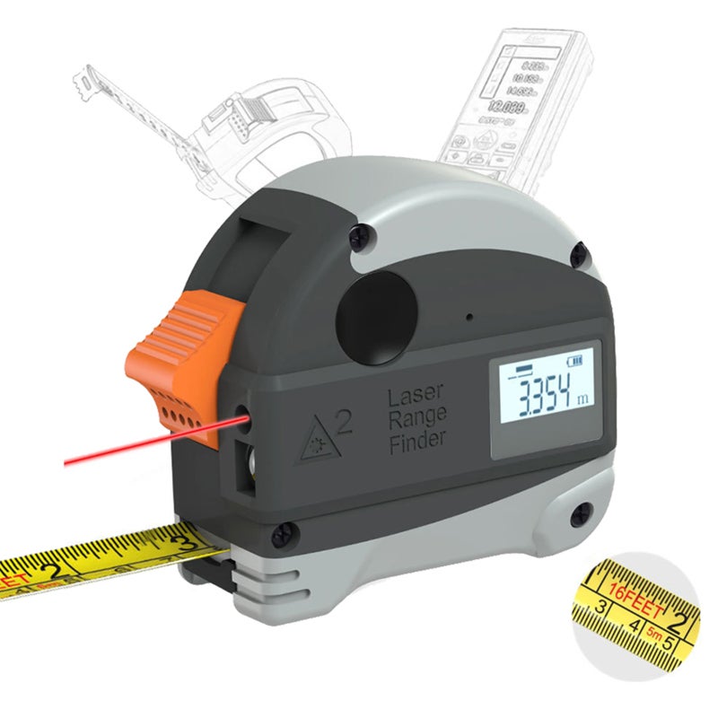 Télémètre laser，Mètre ruban laser 2 en 1 en acier mètre ruban en — free download