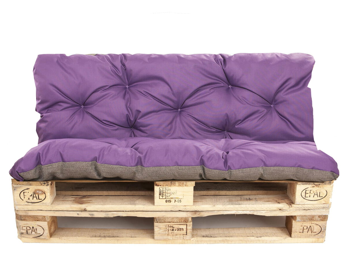 Set cojines de palet, asiento 120 x 60 y respaldo 120 x 40 cm morado, cojines de sofá / cojín para palet de interior / exterior, setgarden