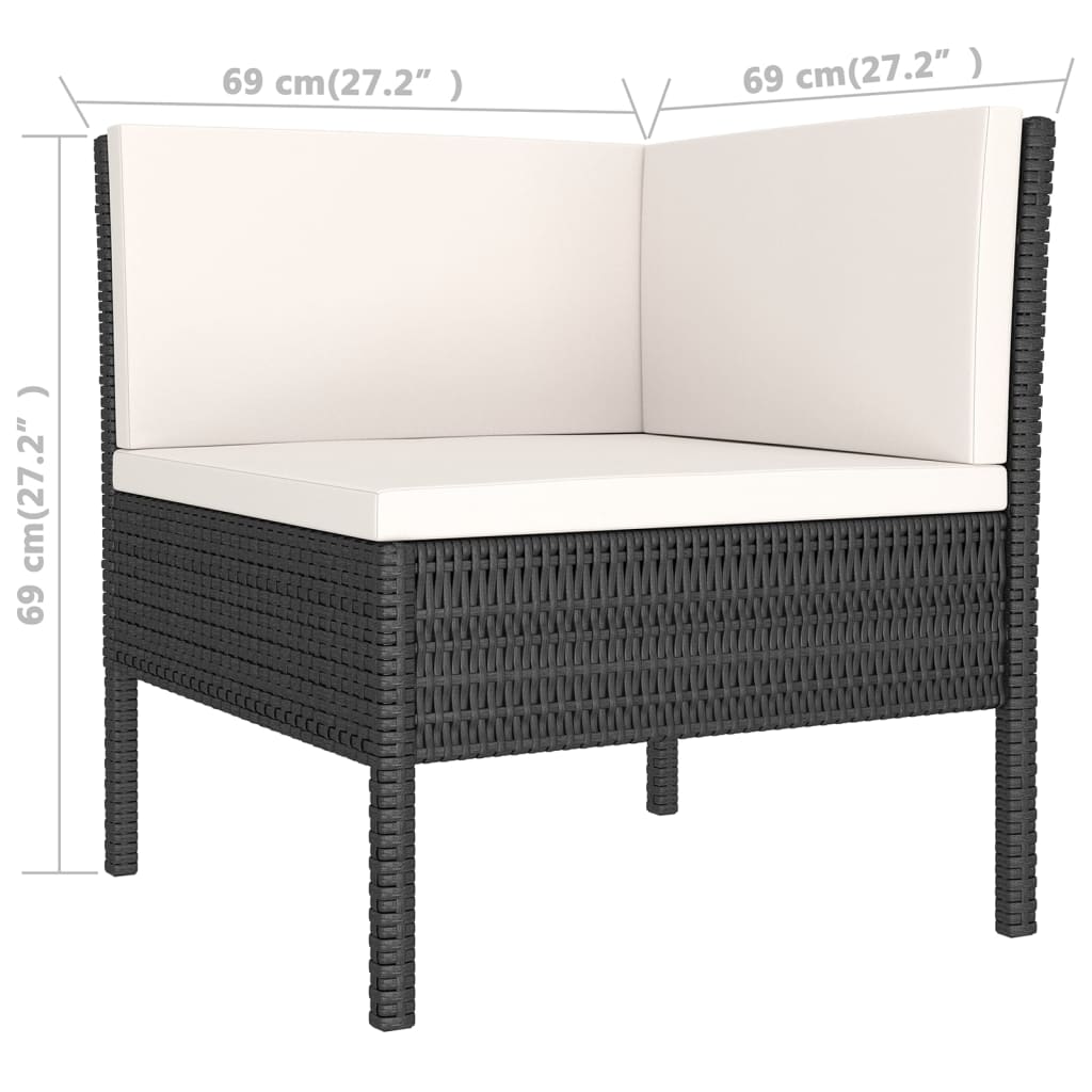 Maison Exclusive - Set Divani da Giardino 5 pz con Cuscini in Polyrattan Nero - 8