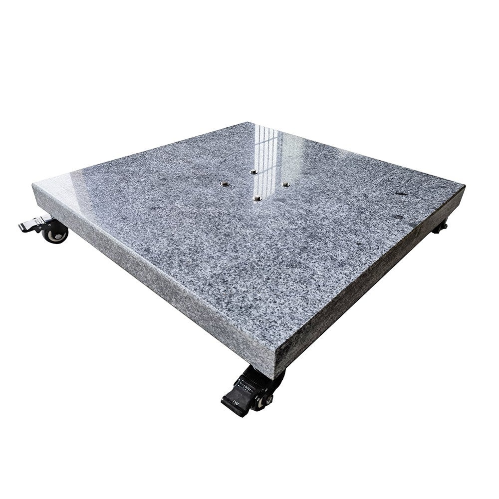 Pied de parasol en granite gris 120 kg avec roulettes Platinia - 2