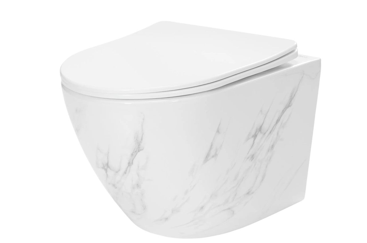 Misa Wc Podwieszana Rea Carlos Duroplast/Flat/Zm Nature Marble Szary 49,5 X 37
