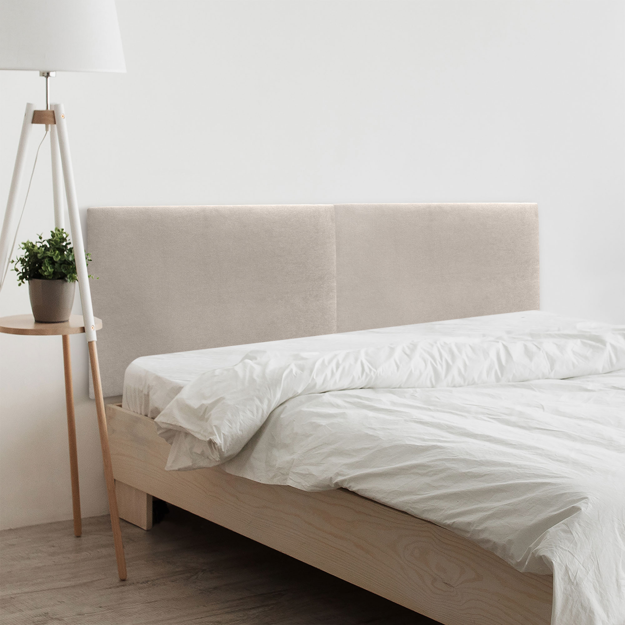 Dhome cabecero de tela acualine liso dual dividido en 2 piezas tapizado de alta gama cabezal dormitorio (beige, 220cm)