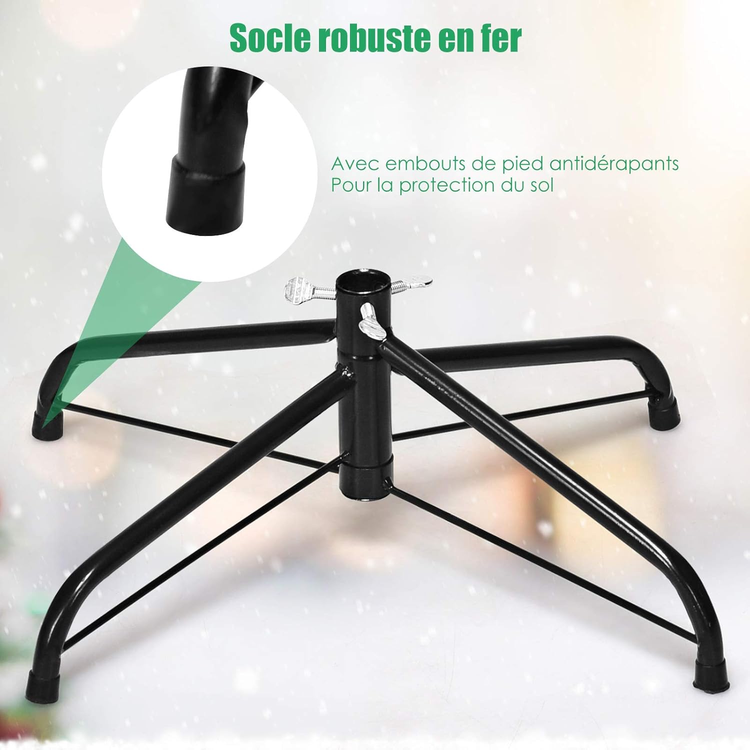Albero di Natale Realistico di 180 cm, 650 Rami Folti in PVC Ignifugo, Supporto in Ferro, Divisibile per Trasporto e Montaggio Facile, 4 Size - 5