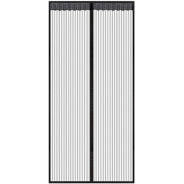 Porta a soffietto magnetica, pizzo a righe, 110x210cm (nero)