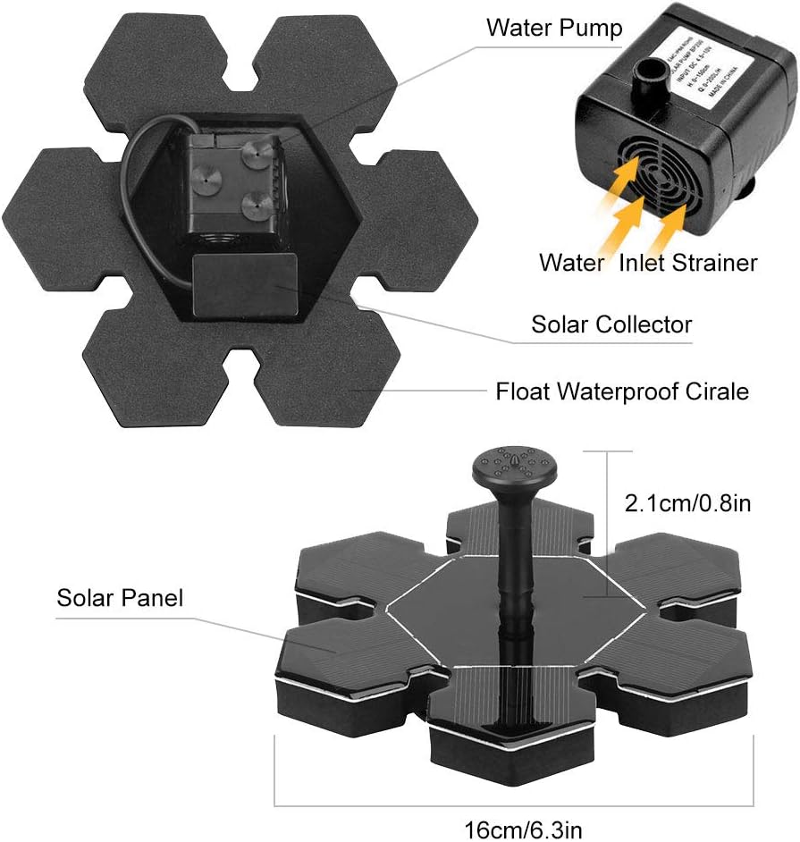 Fontaine Solaire d'extérieur avec Panneau Solaire 1,5 W - 5