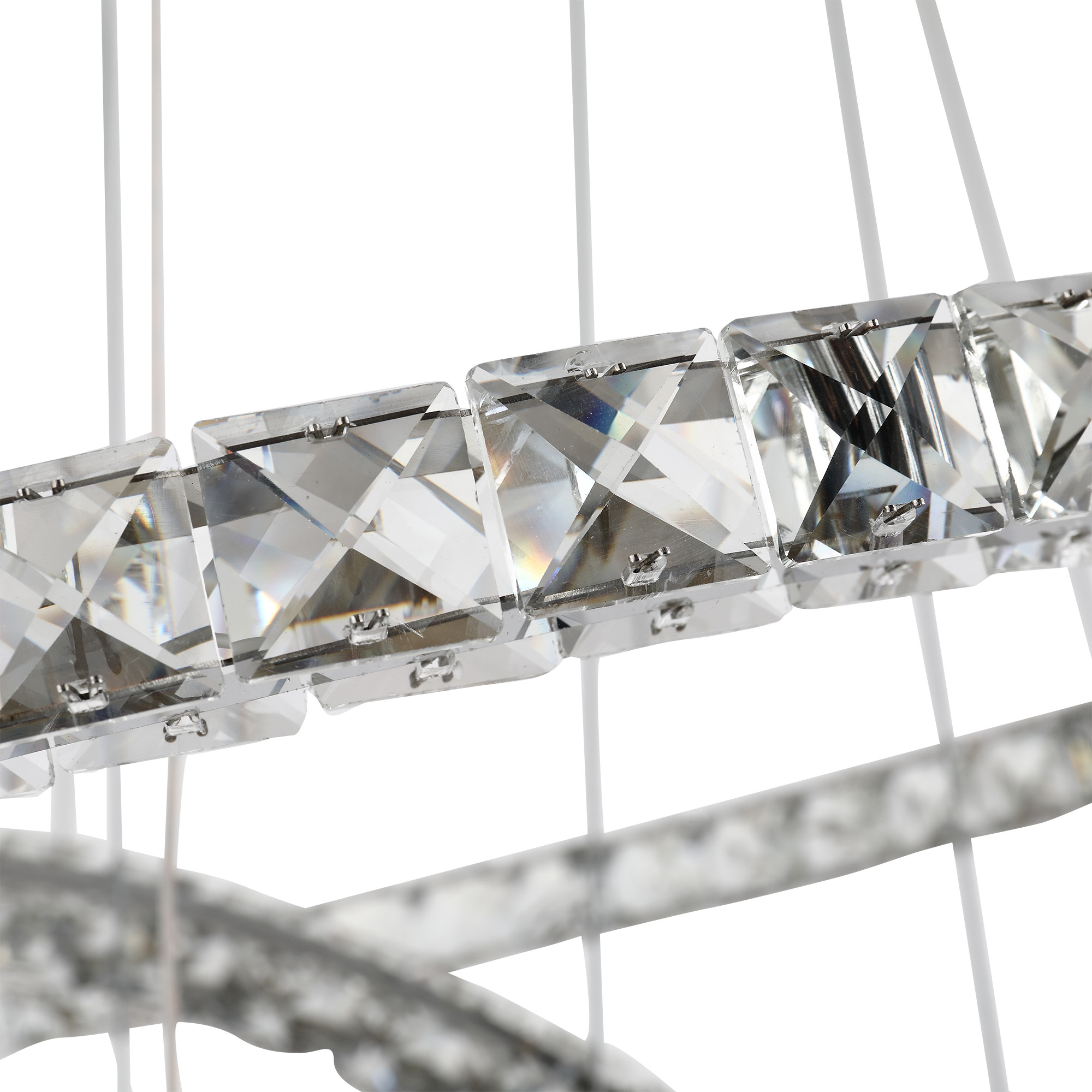 HOMCOM Lampadario a Sospensione con 3 Anelli Regolabili, Luci a LED e Cristalli, Ø60 x 110cm - 8