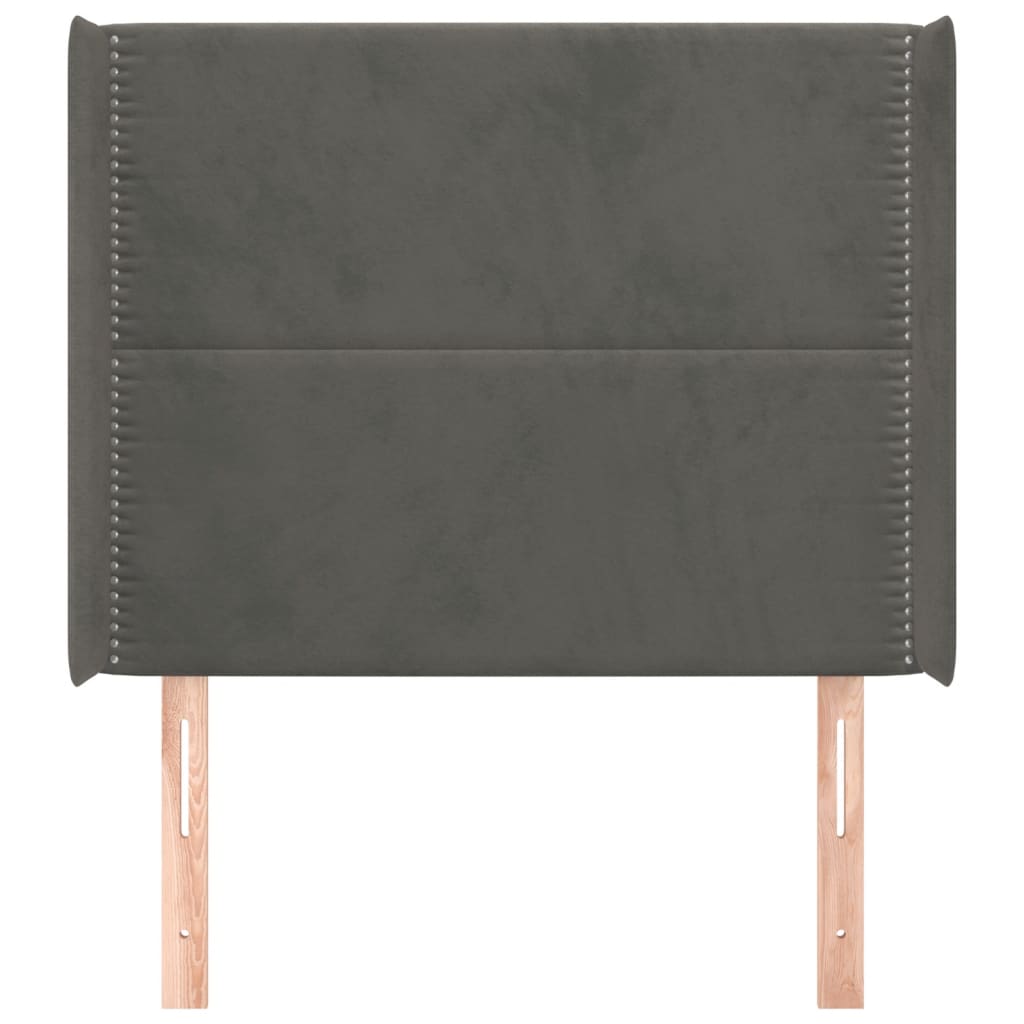 vidaXL Tête de lit avec oreilles Gris foncé 103x16x118/128 cm Velours - 3