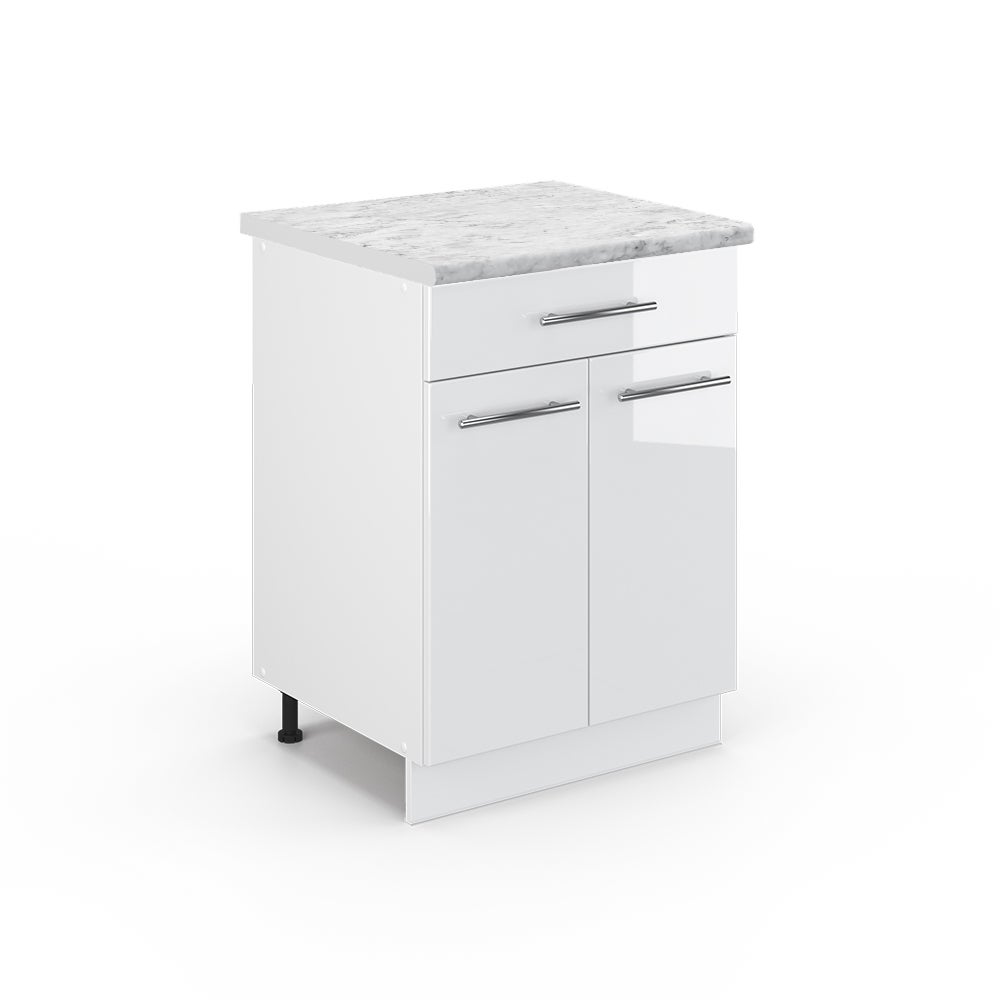 Meuble Sous-plan De Cuisine Fame-Line 80 Cm - VICCO - Blanc Bordeaux Rouge - Brillant Et Moderne