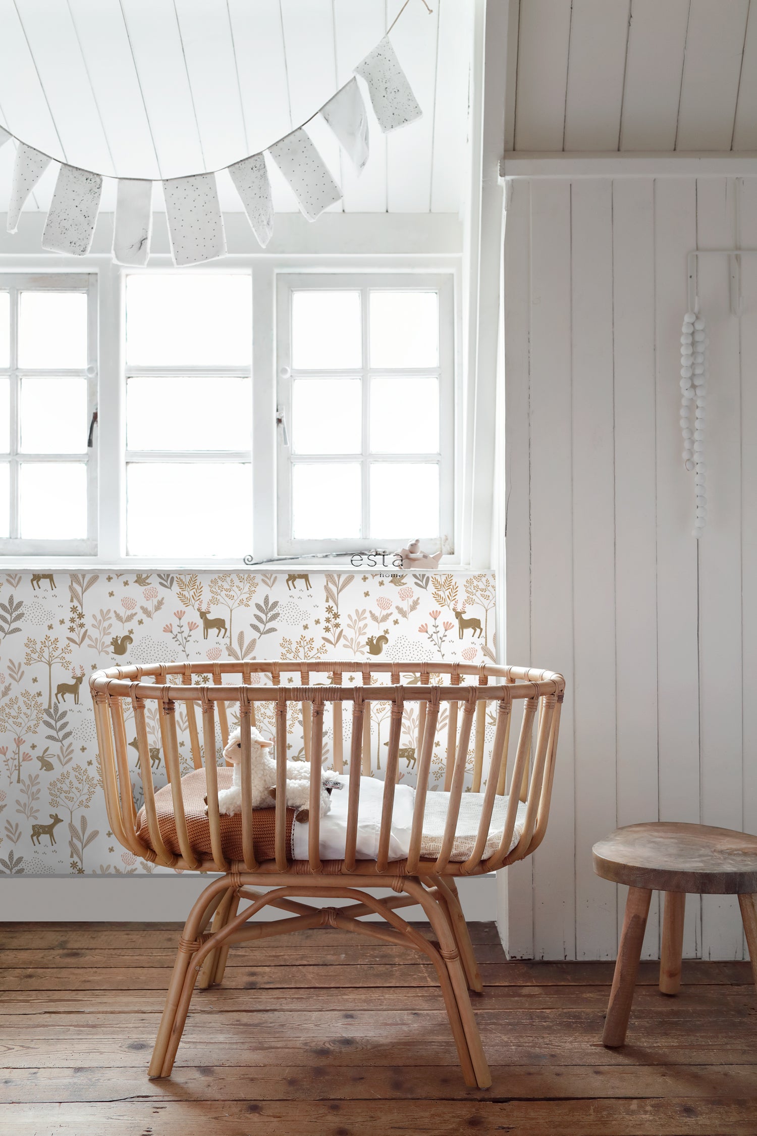 Papel de parede floresta com animais da floresta rosa terracotaebege - 53 cm x 10.05 m - ESTAhome - 3