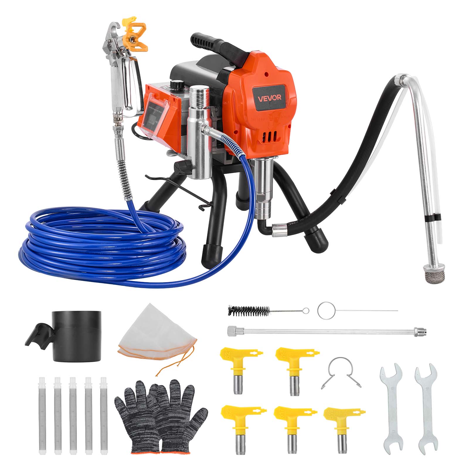 Agregat malarski bezpowietrzny VEVOR 1500 W 3300 psi 0 7 gpm stojak wąż 20 m dysze TA 4900