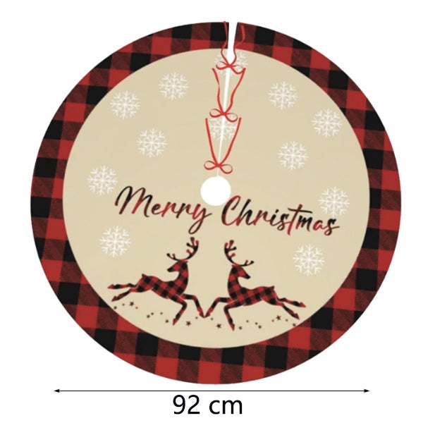 Gonna per albero di Natale da 92 cm con fodera per cuscino stampata Buon Natale, decorazioni natalizie per la casa, tappetino rosso natalizio - 2