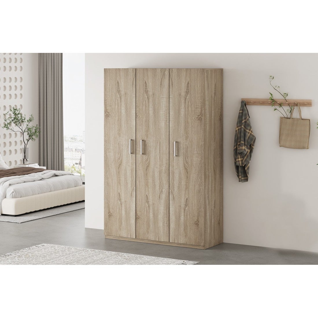 Armoire 3 portes TOM – Chêne sonoma – Grand espace de rangement - 5