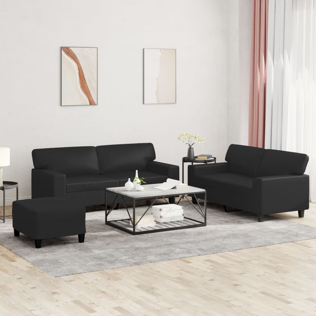 Chaise Longue Divano In Ecopelle Nero Set Di Divani In Ecopelle
