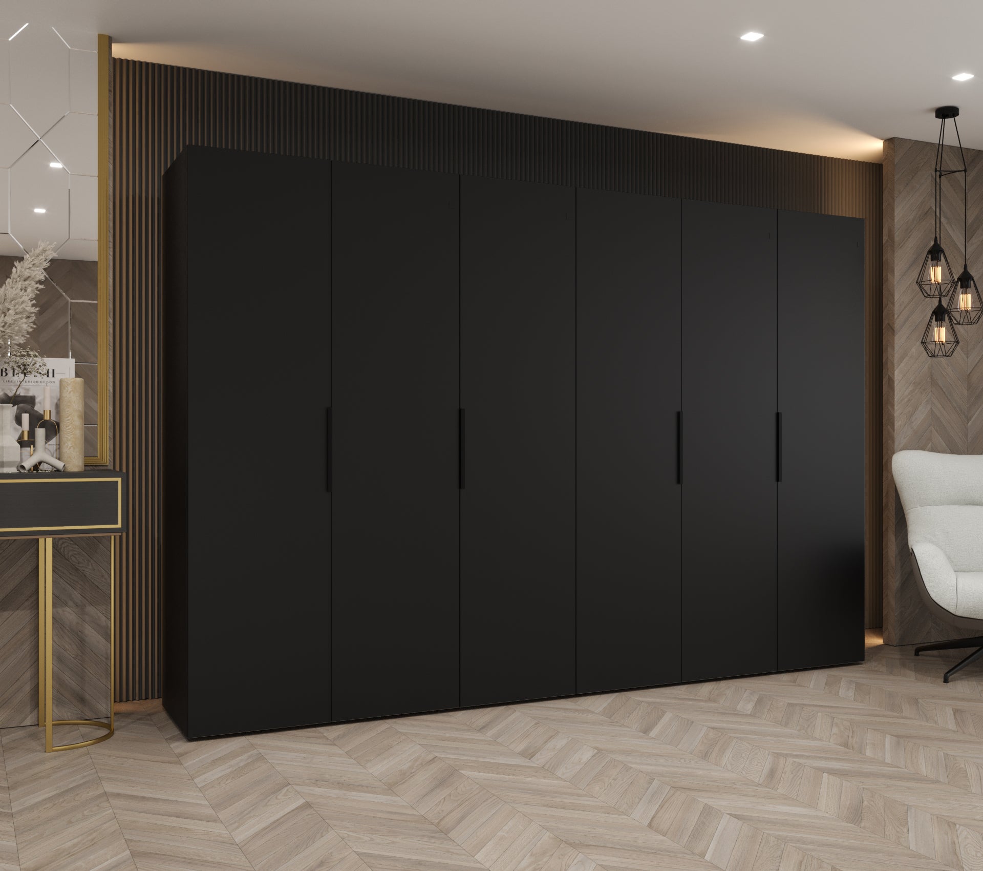 Szafa uchylna otwierana Marbella 1 300 x 52 x 202 cm czarny + u. czarny Abiks Meble - 2