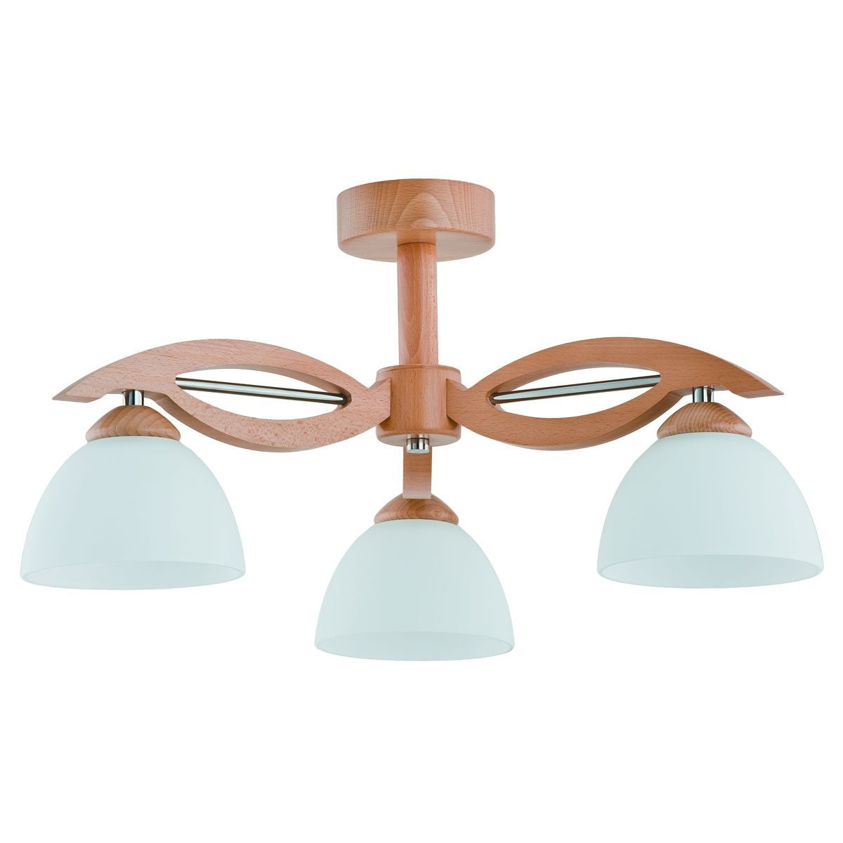 Lampa sufitowa wisząca Emir jasne drewno-biała-chromowana 3xE27x15W wym: 28,5 x 53 x 53 cm metal Alfa