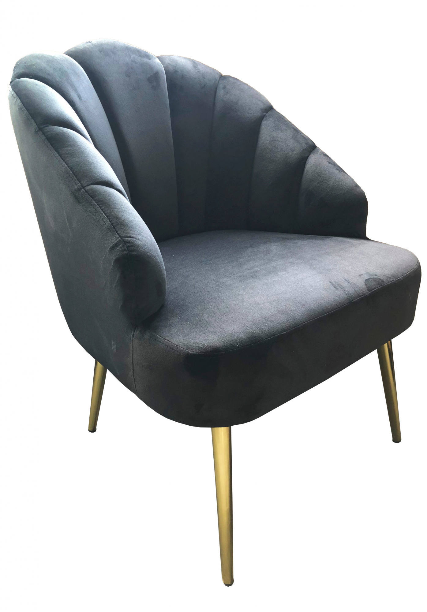 Sillón en madera de alerce, estructura en terciopelo y metal dorado, color negro, medidas 69 x 84 x 65 cm