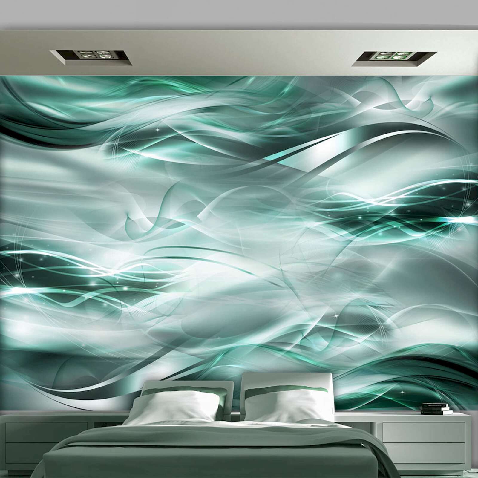 Papier Peint 3D Bleu Mer Q2555 - Autocollant Mural Photo, Style Image Réaliste, Neuf Sous Emballage