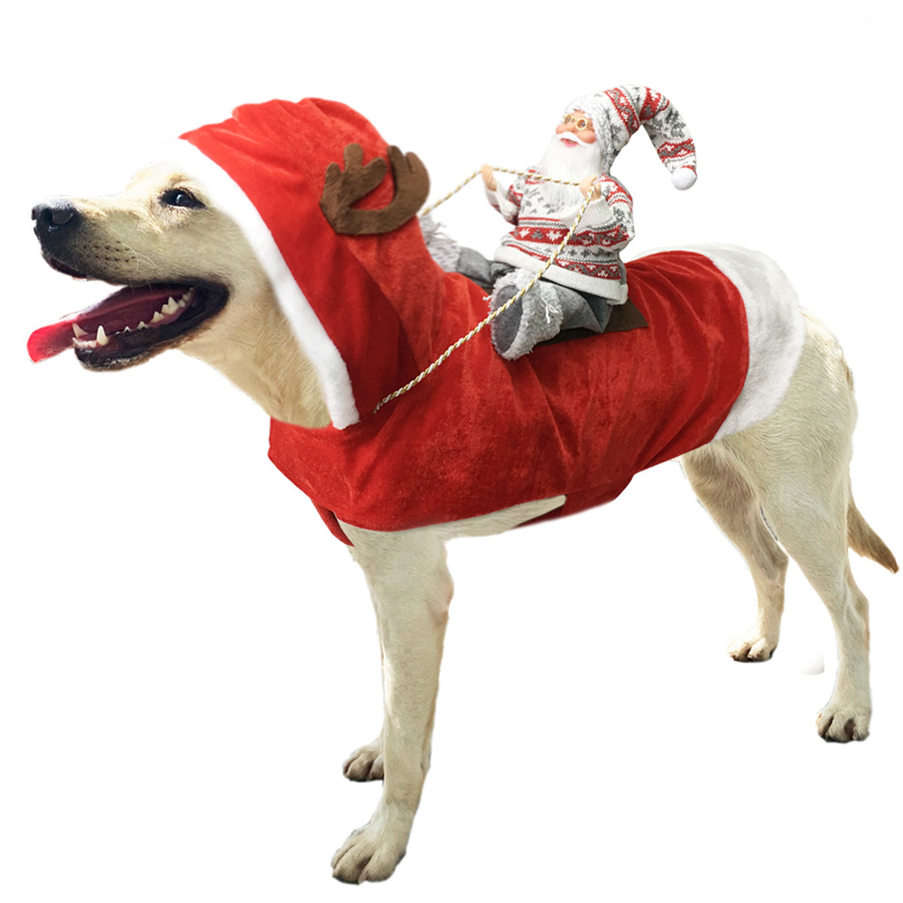 Costume De Noël Pour Chien Et Chat - Taille M, Rouge Avec Motifs Festifs, Pour Petits Et Moyens Animaux