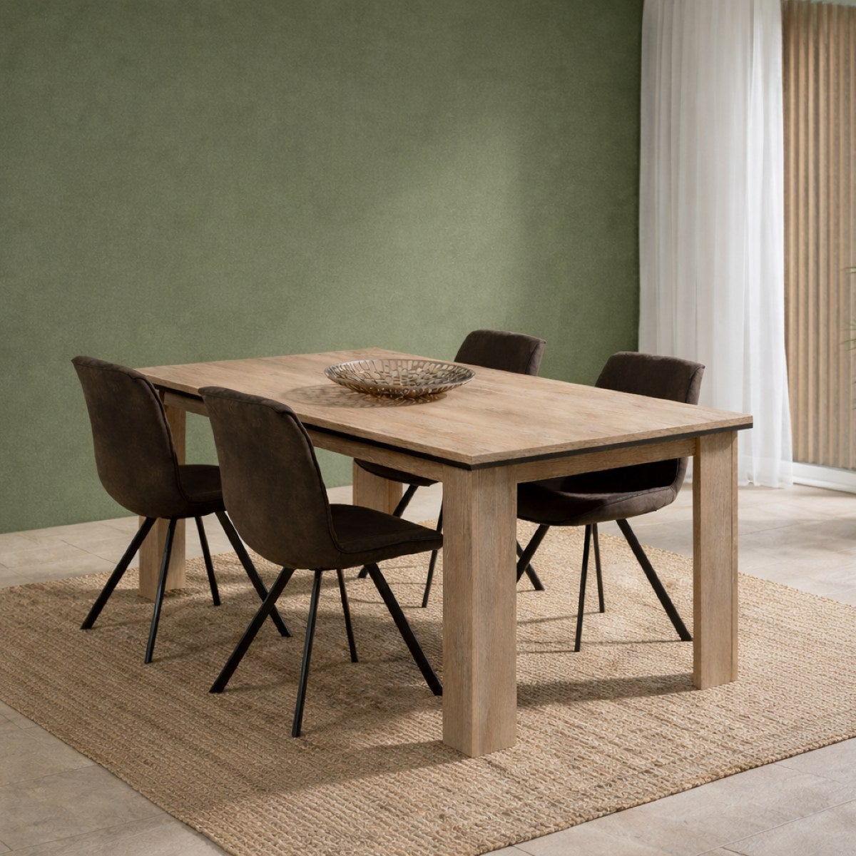 Table à manger moderne rectangulaire en bois 180cm MOA | Leroy Merlin
