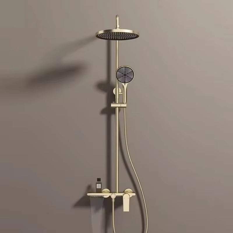 Ensemble de robinetterie de douche pour salle de bain, pomme de douche effet pluie, mitigeur de douche avec douchette, doré - 6