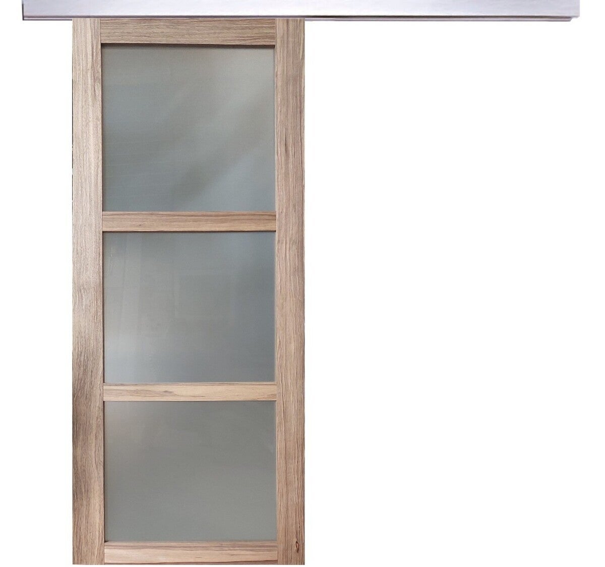 Puerta corredera de cristal frake h204 x l73 + riel de aluminio y 2 carcasas sin manilla