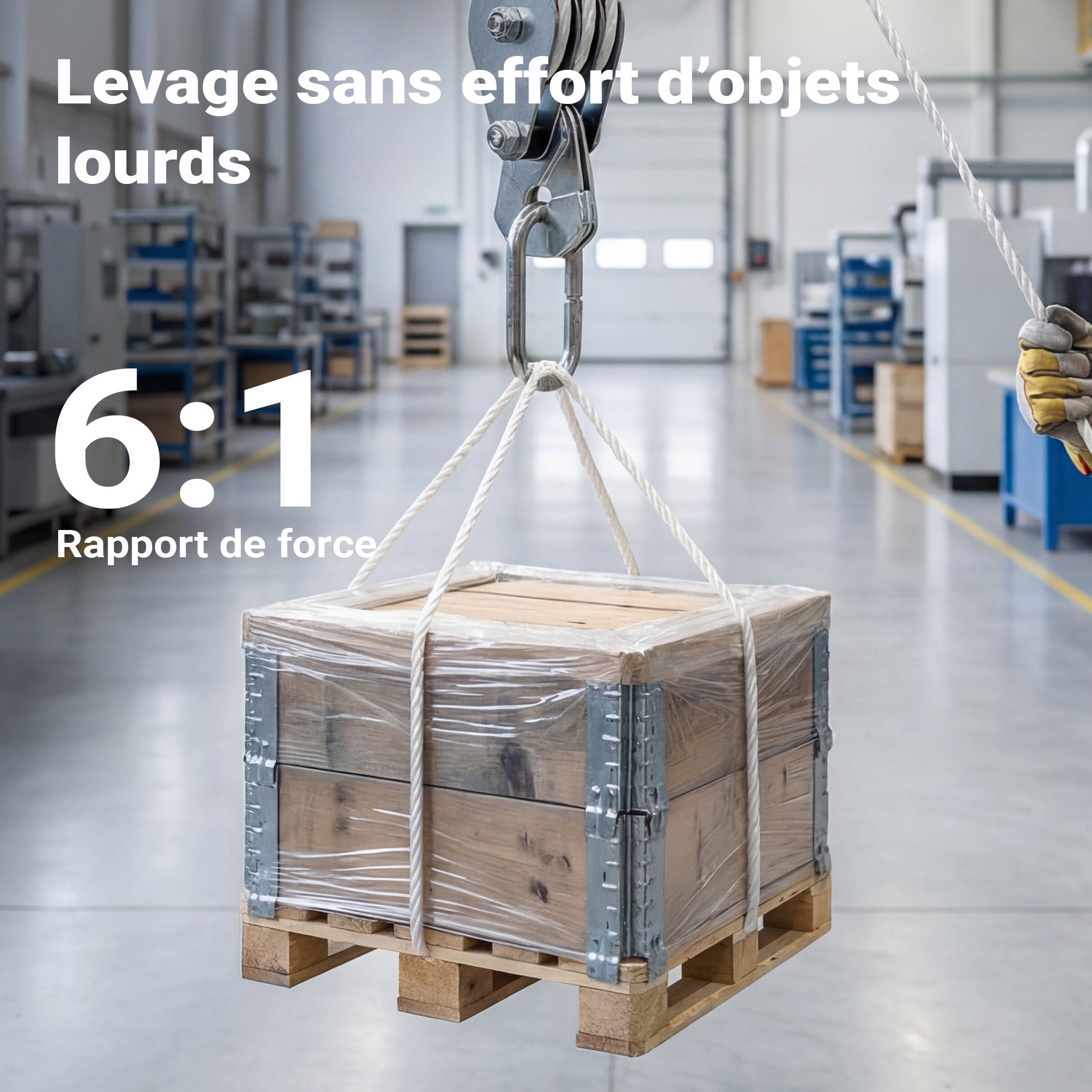 Palan manuel - Charge max. 180 kg - avec Câble Bowden universel de 20 m - Hauteur de levage max. 3 m - Treuil avec Poulie de XPOtool - 4