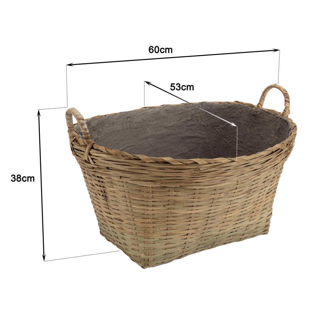 HECTOR - Pot de fleur ovale 60x53cm en bambou naturel avec anses - 8