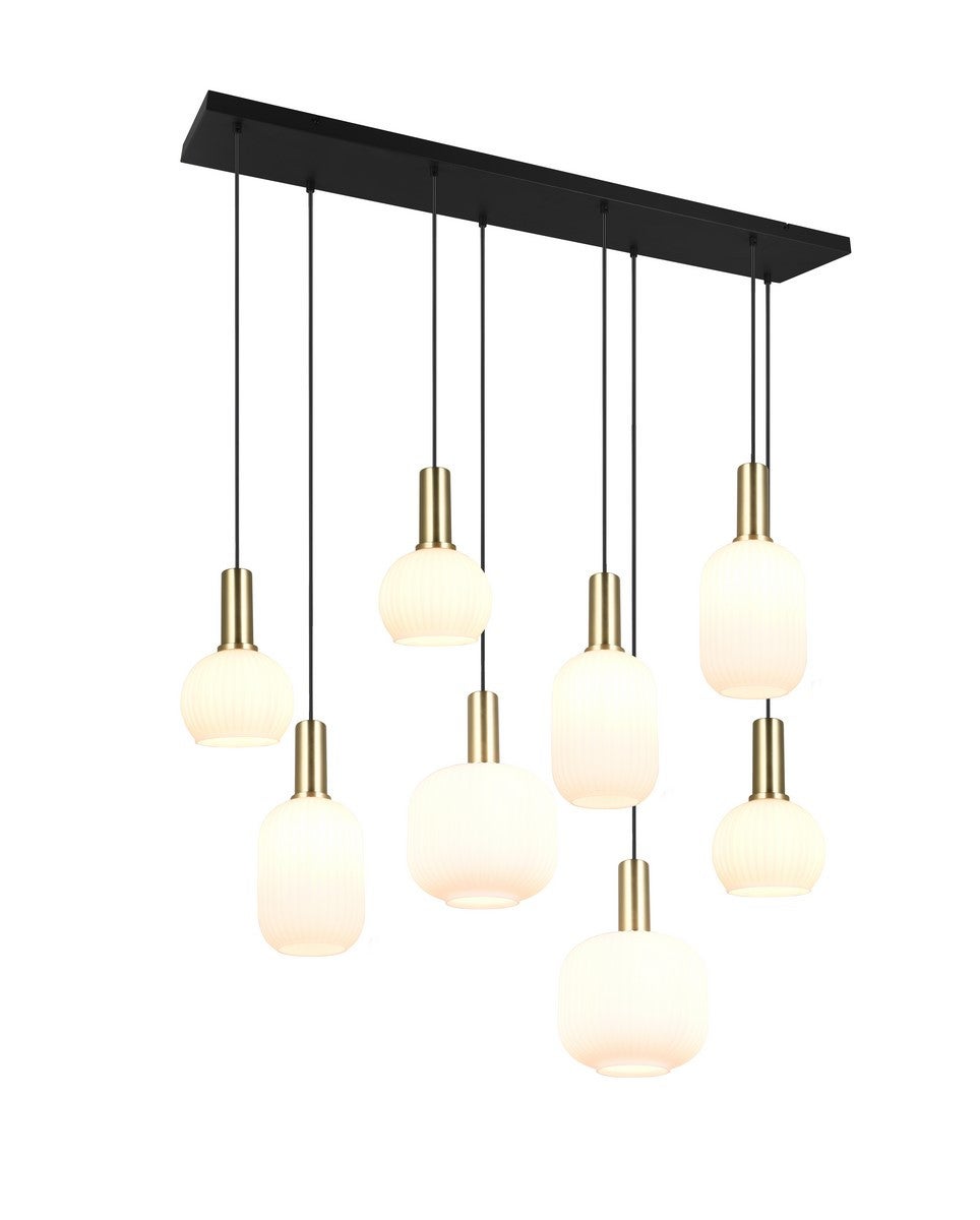 Lampa wisząca Diva czarno-biała-złota 8xE27x10W nad stół wym: 150 x 120 x 32 cm szkło Trio