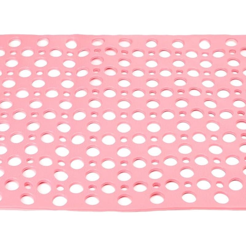Mata łazienkowa antypoślizgowa, 88 cm x 40 cm, zmywalna, z tworzywa TPE, z przyssawką i otworami odpływowymi, różowa