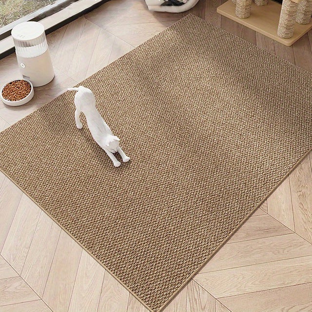 Tapete arranhador de corda natural entrançada, tapete durável para cães e gatos, castanho, 40 x 60 cm