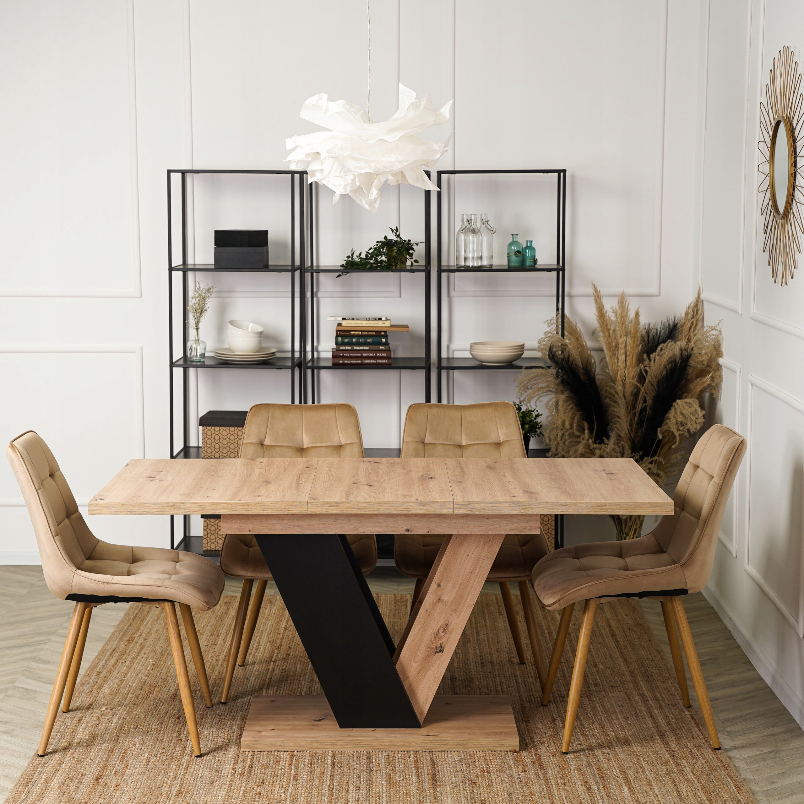 Stół Rozkładany Nowoczesny Salon Jadalnia Czarny Dąb Artisan CLARK 120/160 - 7