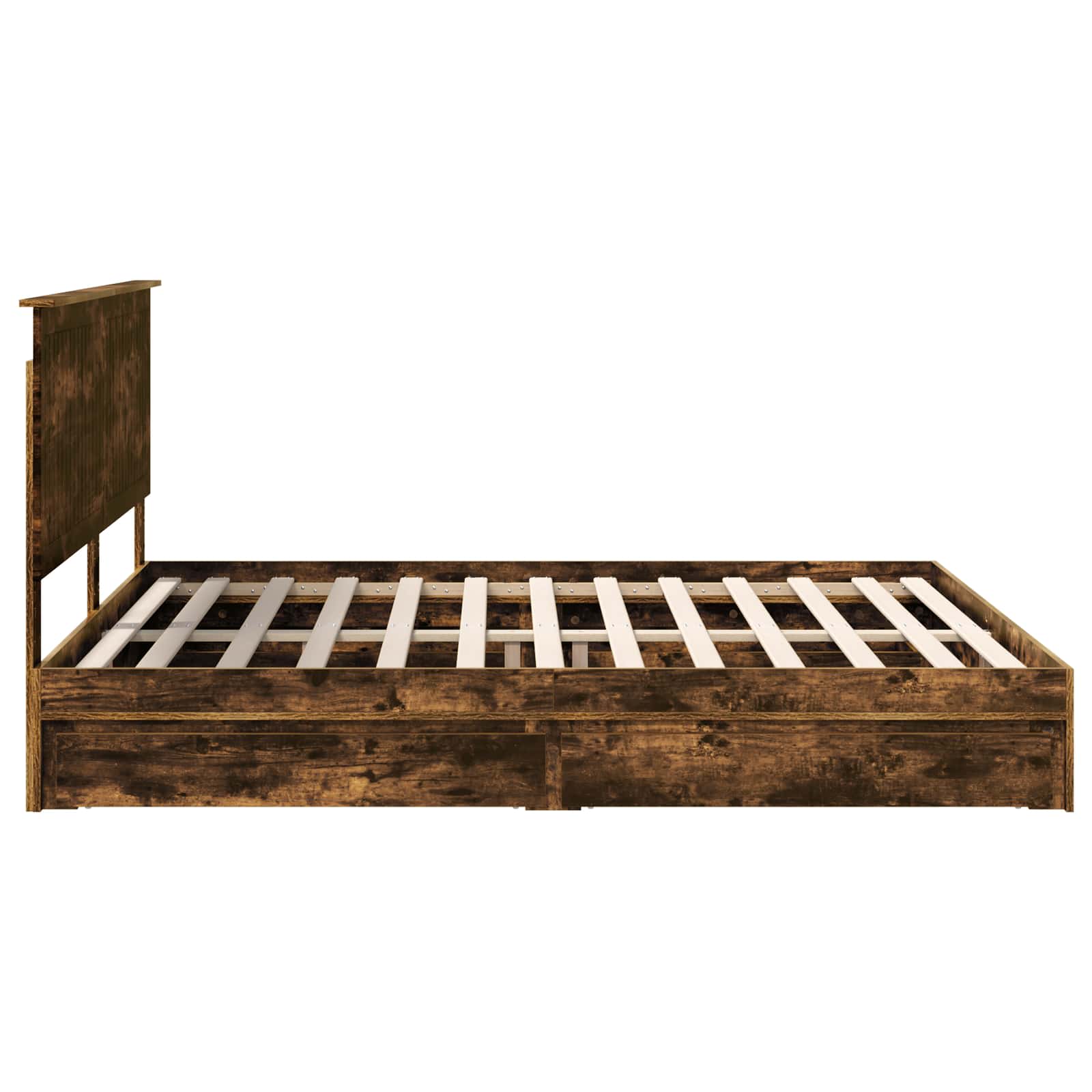Lit avec rangement, panneau de bois, chêne fumé, pour la chambre, 180 × 200 cm - 9