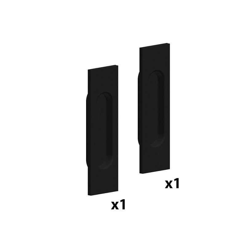 Lot de 2 poignées à encastrer rectangulaires, acier finition noir - 2