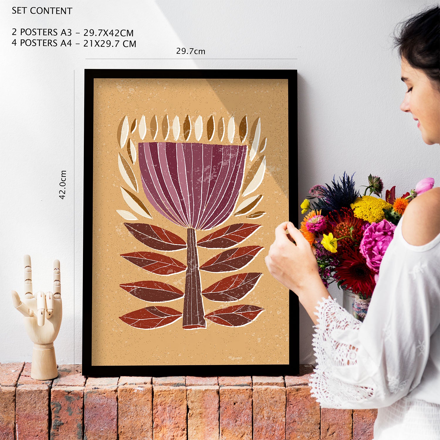 Nacnic Ensemble 6 Impressions De Fleuron Dans De Style Ethnique Cadre Décoratifs Pour Votre Chambre Maison Impression A4 A3 Avec Des Cadre Blanc - 4