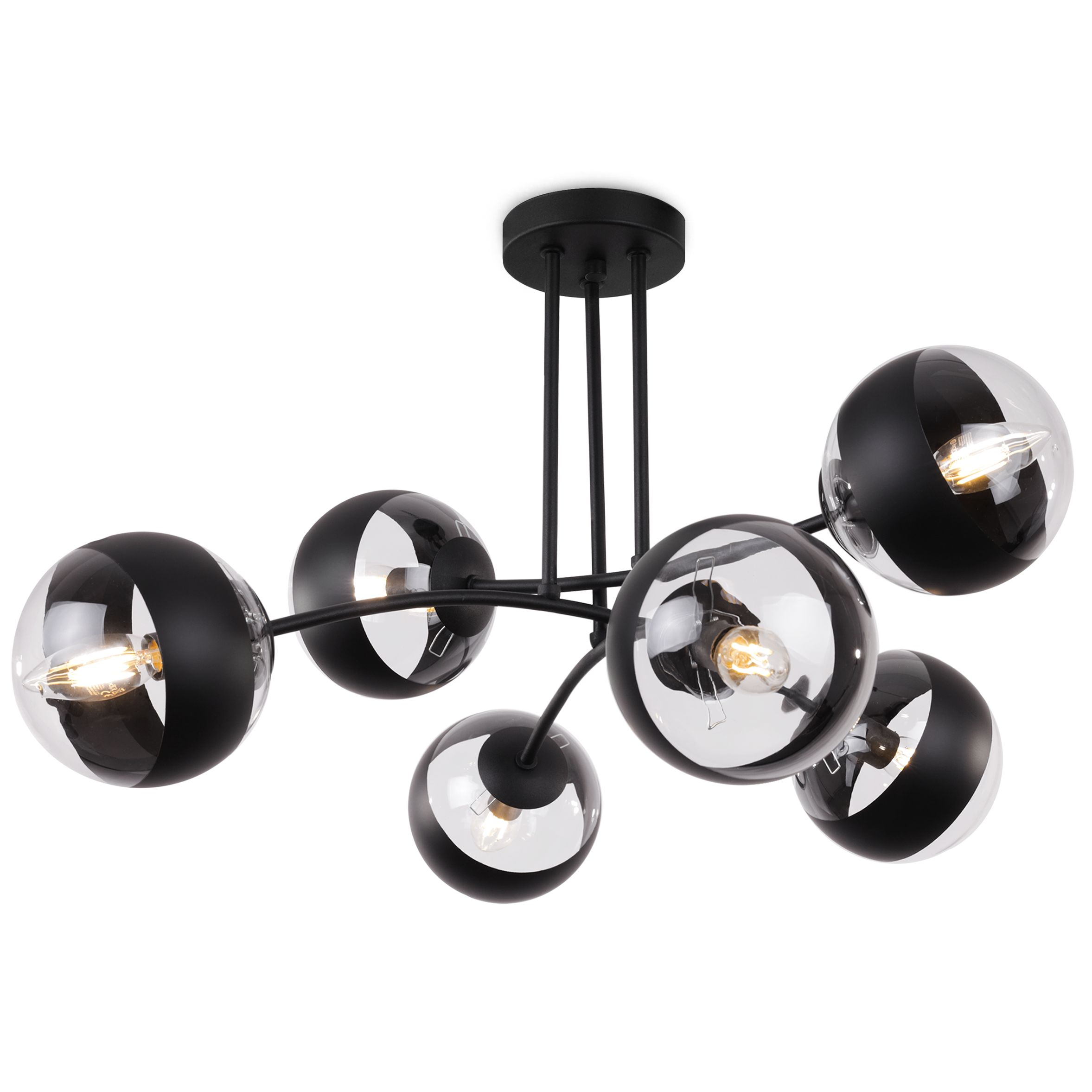 Lampa sufitowa wisząca Toledo czarna nowoczesna 6xE14 klosz kula bezbarwna Light Home LH