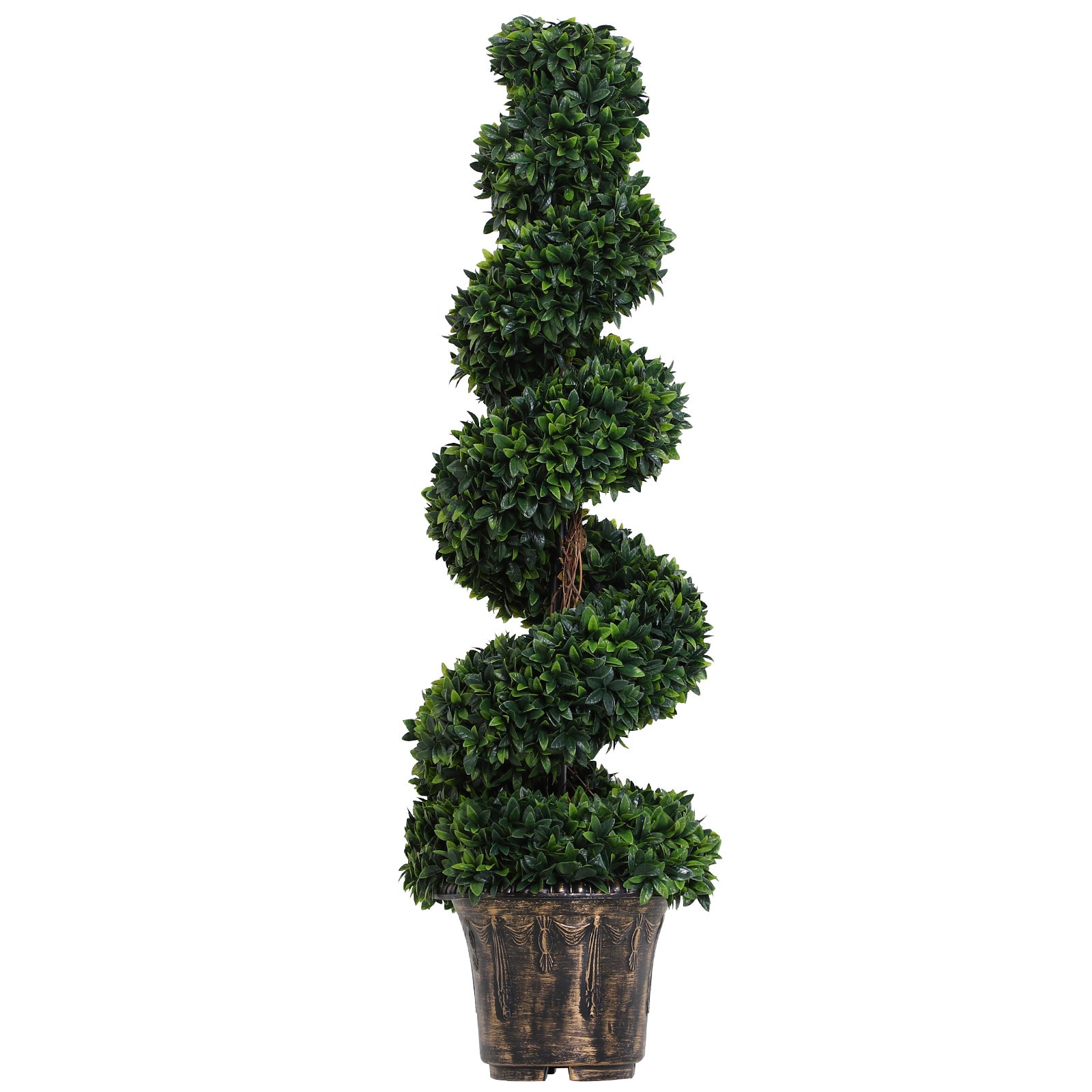 Buis artificiel spiralé de 120cm,plante d'intérieur et d'extérieur avec pot inclus,fausse plante pour la maison,le bureau,le salon,la décoration,vert - 2