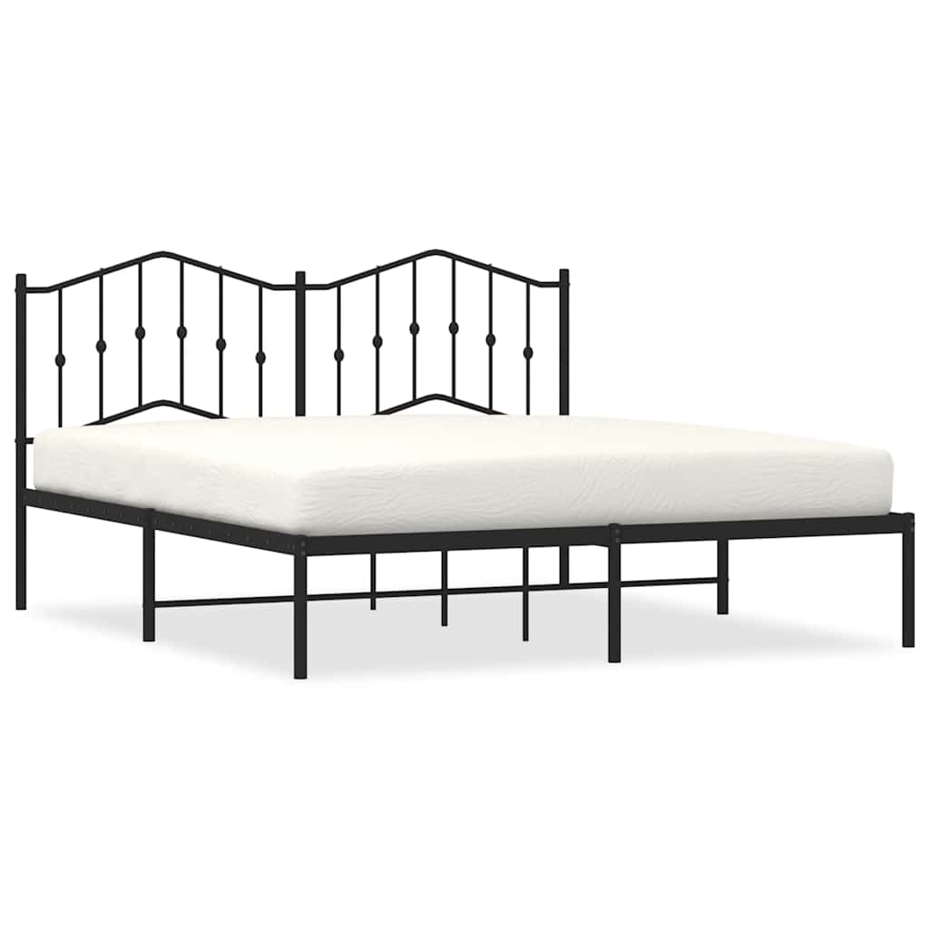 Estructura cama sin colchón con cabecero metal negro 183x213 cm vidaXL - 2