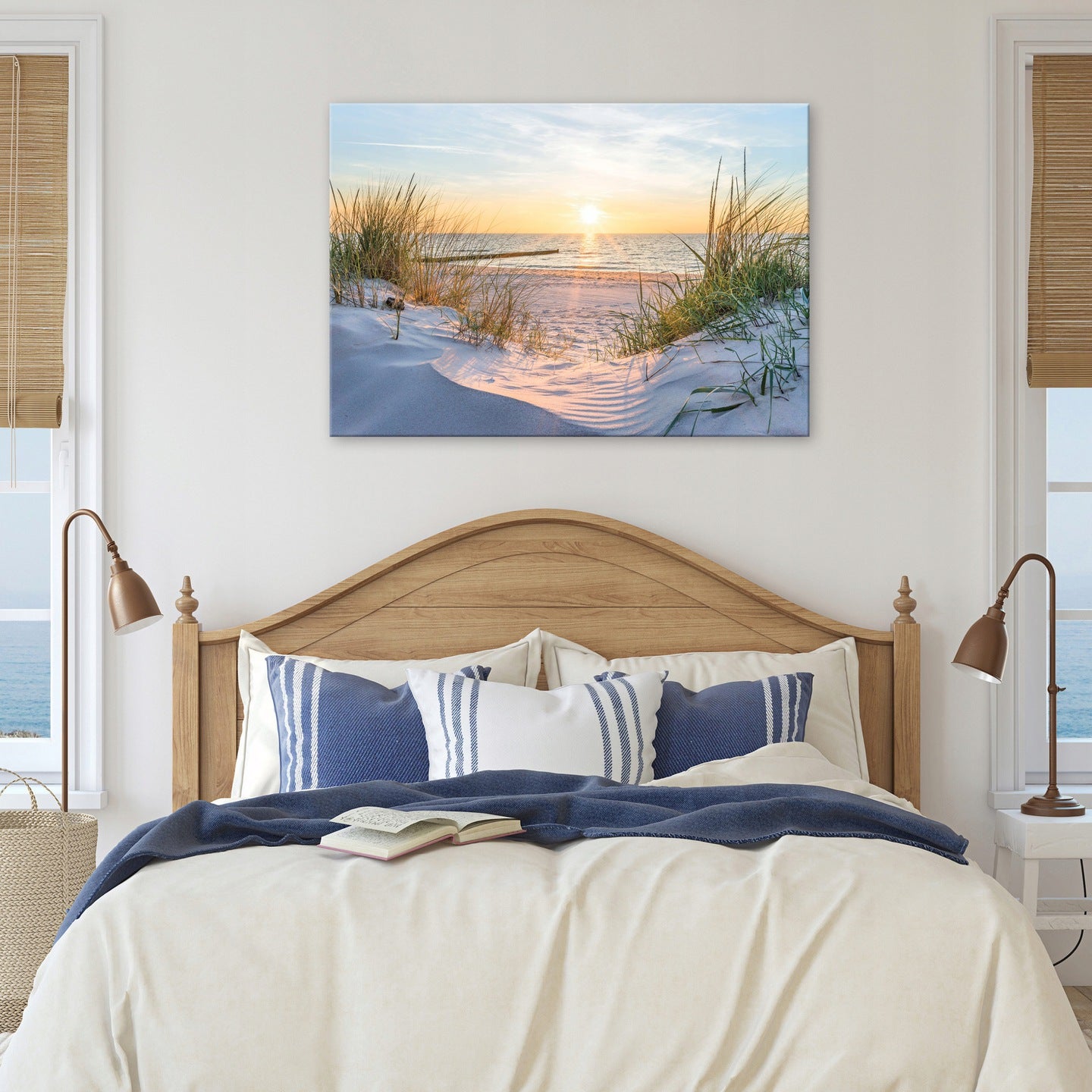 Impression sur Toile Plage Mer Soleil Paysage Nature Moderne 100x75 cm XXL Tableau Décoration Murale Intissée pour Salon Chambre pret a accroche - 2