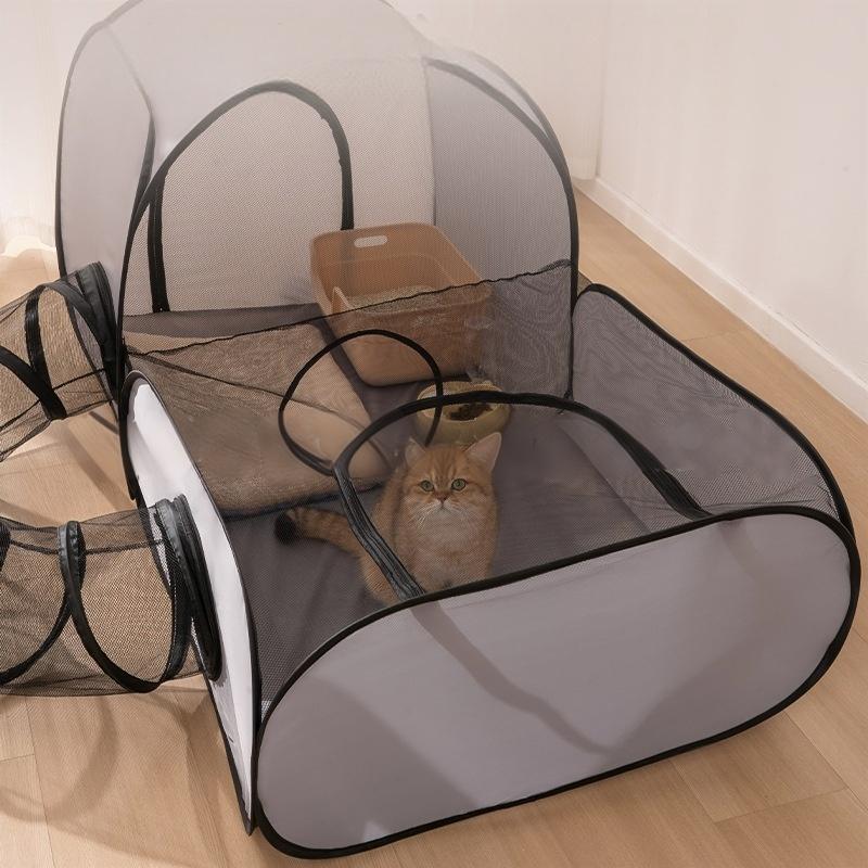 Parque para gatinhos com tenda e túnel, acessório portátil para cachorros e pequenos animais ativos - 4